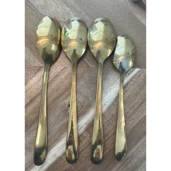 Cambridge Gold #21 3 Knives 3 Dinner 3 Salad‎ Forks 4 Dinner 1 Dessert Spoon Set - Picture 8 of 12